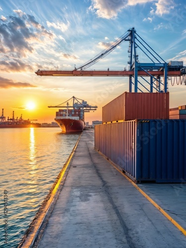 securing trade receivables. port with crane ship and containers