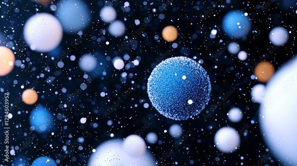 Abstract Cosmic Background Iridescent Spheres Glittering Particles Galaxy Abstract Cosmic Background Iridescent Spheres Glittering Particles Galaxy