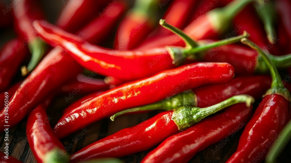 Fresh Red Chili Peppers Piled on a Rustic Wooden Surface Fresh Red Chili Peppers Piled on a Rustic Wooden Surface