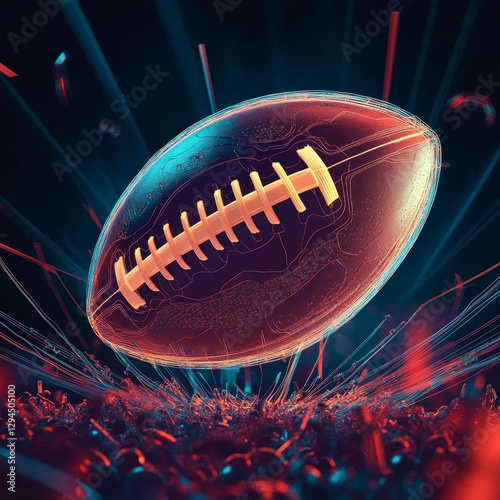 Wallpaper Mural Neon Grid American Football Digital Art Composition, Game Day Energy, Abstract, 3D Render, Sports Graphics American Football, Digital Art Torontodigital.ca