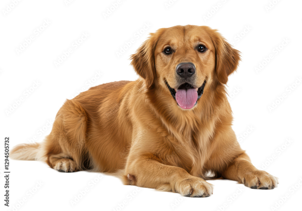 Isolated Happy Golden Retriever Dog Lying Down Isolated Happy Golden Retriever Dog Lying Down