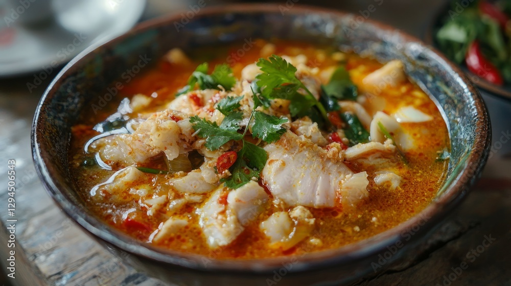 Spicy Seafood Soup with Fresh Herbs and Vibrant Ingredients Spicy Seafood Soup with Fresh Herbs and Vibrant Ingredients