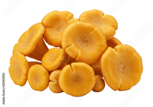 Isolated Abundance of Fresh Chanterelle Mushrooms, Culinary Treasure