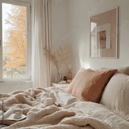 A cozy bedroom with natural light showing a cozy interior photo