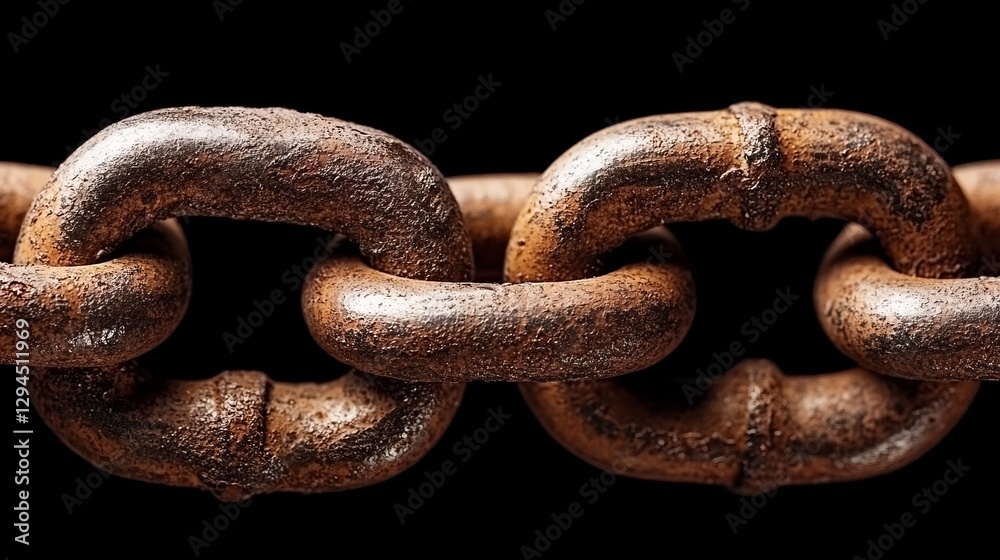 Rusty Chain Links: A Detailed Macro Photography of Industrial Strength Rusty Chain Links: A Detailed Macro Photography of Industrial Strength