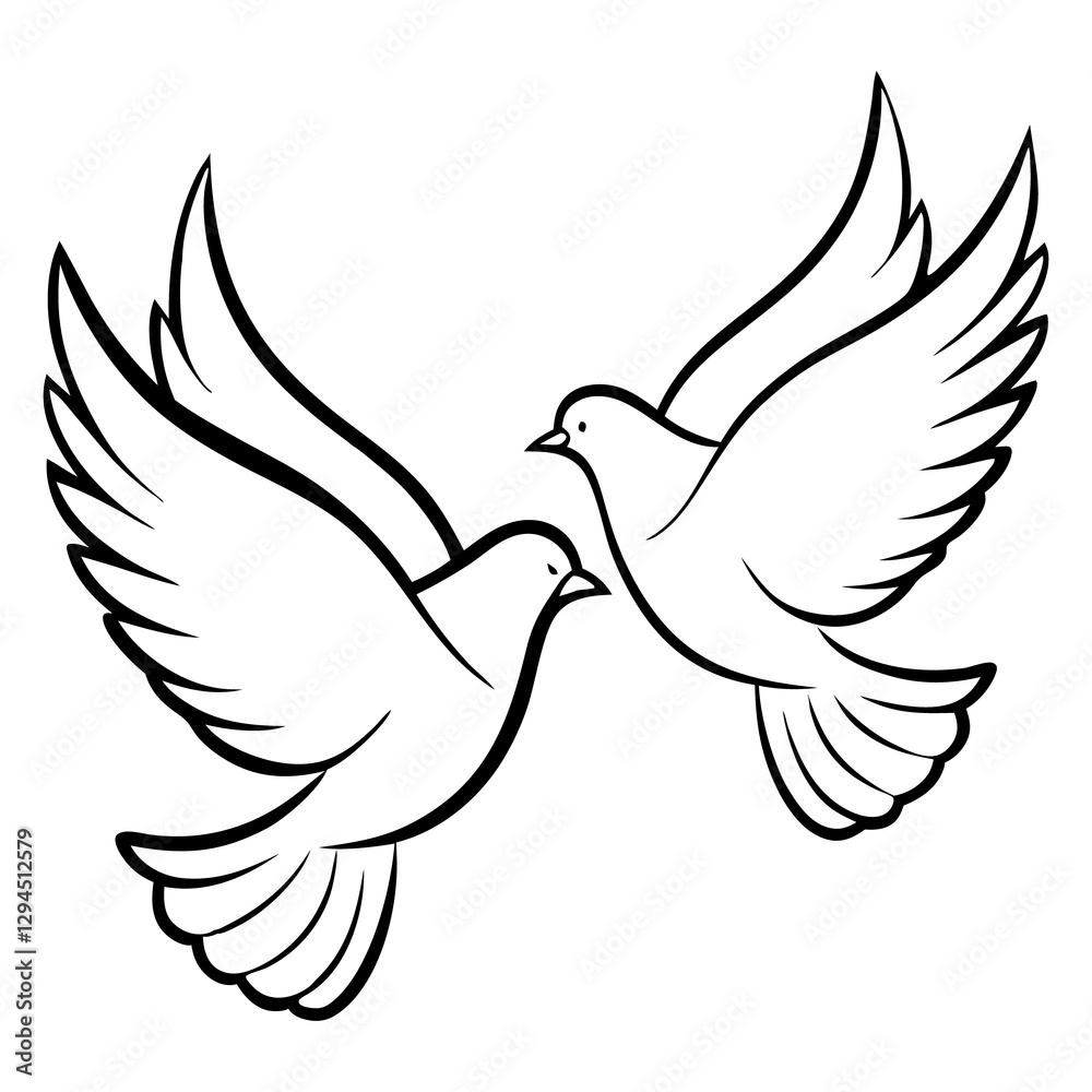 Obraz premium Beautiful Illustration of Two Doves with Awareness Ribbon in a Symbol of Hope and Peace