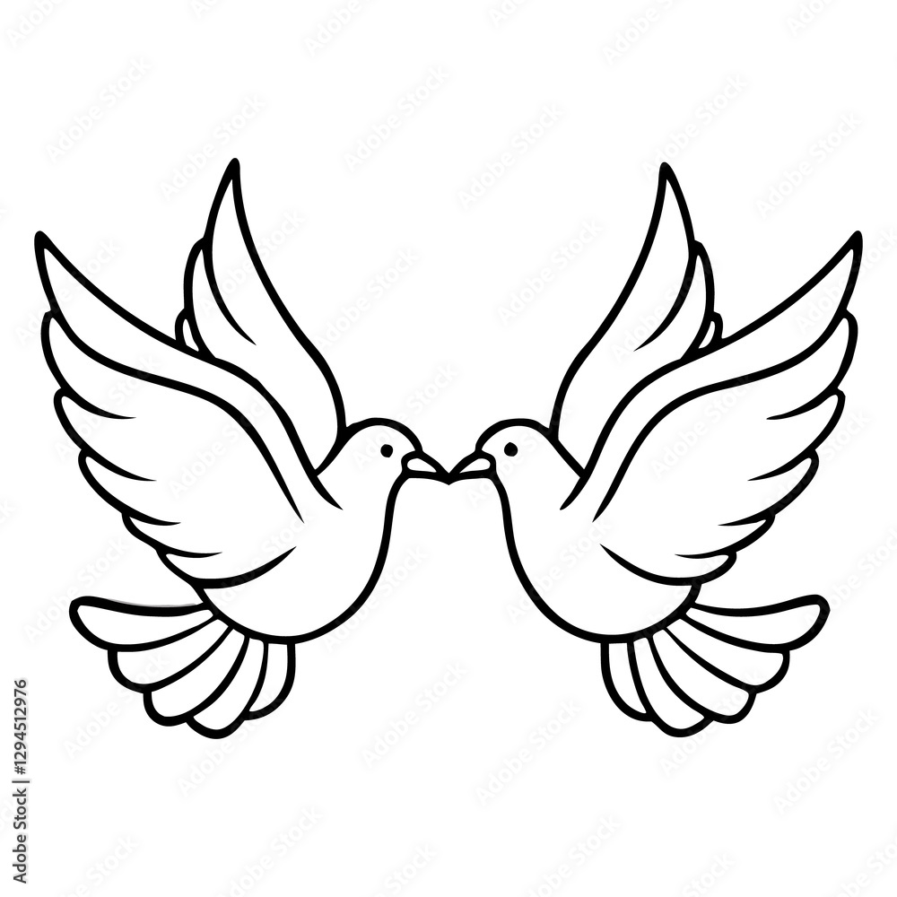Beautiful Illustration of Two Doves with Awareness Ribbon in a Symbol of Hope and Peace Beautiful Illustration of Two Doves with Awareness Ribbon in a Symbol of Hope and Peace