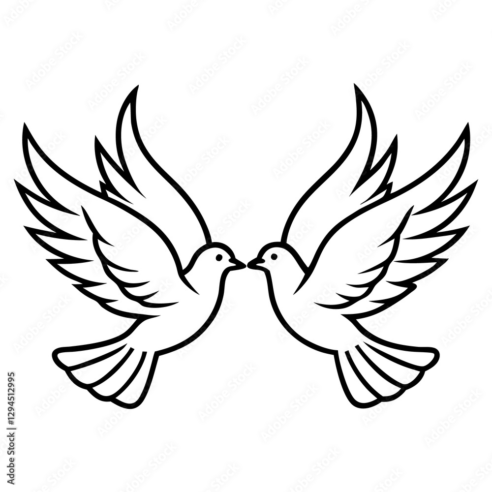 Obraz premium Beautiful Illustration of Two Doves with Awareness Ribbon in a Symbol of Hope and Peace