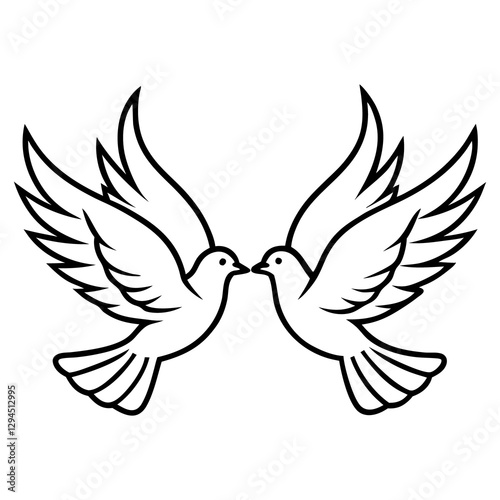 Beautiful Illustration of Two Doves with Awareness Ribbon in a Symbol of Hope and Peace