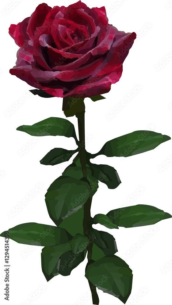 Fototapeta premium red rose leaves and branch vector20