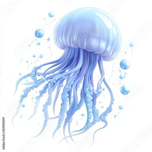 Serene Blue Jellyfish Underwater Scene photo