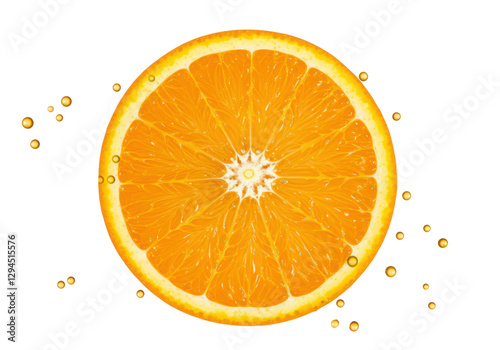 Isolated Vibrant Orange Slice with Juice Droplets