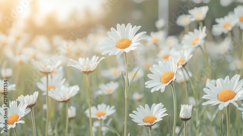 Golden Hour Daisies  Field of White Flowers  Summer Bloom