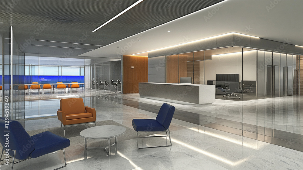 Fototapeta premium A modern workspace with sleek design and smart technology symbolizes innovation and efficiency.