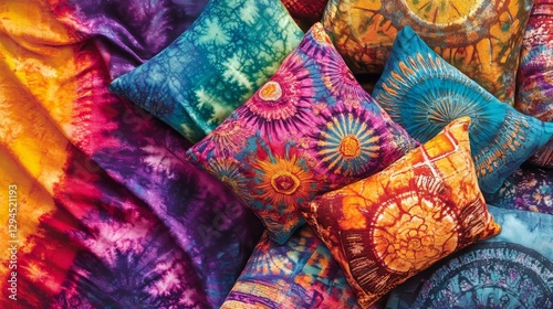 Vibrant and intricate designs blending tie-dye, batik, and embroidery, created using a unique block print technique. Perfect for textiles, upholstery, accessories, and home décor.