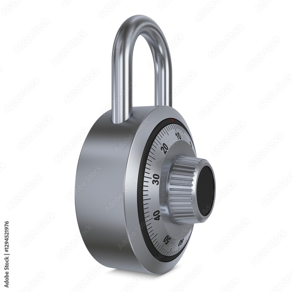 Illustration 3D Dial Combination Padlock Secure Locking Mechanism Illustration 3D Dial Combination Padlock Secure Locking Mechanism