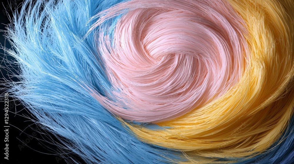Abstract Swirling Pastel Threads Blue Pink Yellow Fibers Abstract Swirling Pastel Threads Blue Pink Yellow Fibers