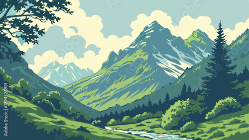 landscape with mountains
