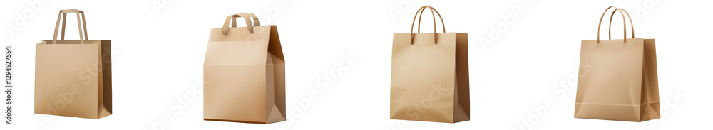 Set of brown paper bags isolated on white background Set of brown paper bags isolated on white background