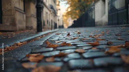 close-up of sidewalk in Paris, autumn vibe, perspective, cinematic --ar 16:9 --v 6.1 Job ID: d09670b2-31b7-40d6-9004-4e9d5834e0a8 photo