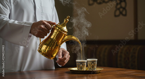 photo of traditional Arab saudi coffee and dallah