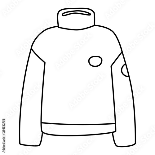 Sweater with a high neck. Flat line vector illustration, eps10