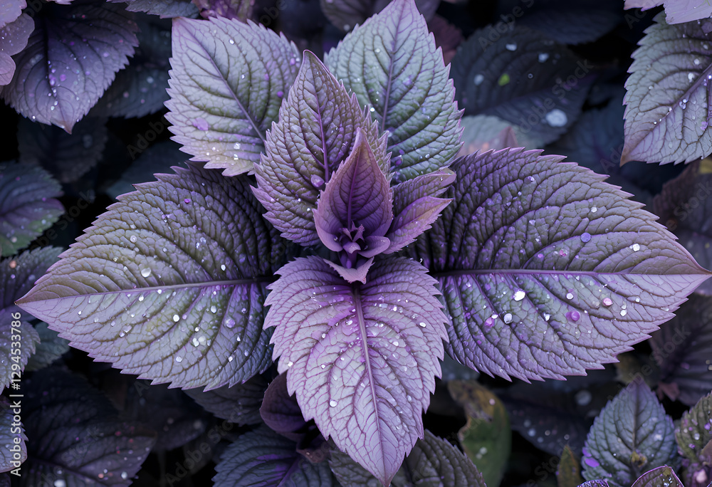 beautiful purple leaves background. close up. Ai generated