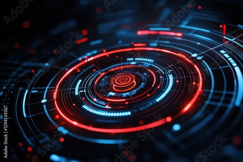 Wallpaper Mural Futuristic radar interface scanning digital threats, cyber defense visualization with a holographic security grid, glowing tech elements Torontodigital.ca