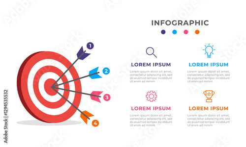 Target Infographic with 4 Steps and Icons