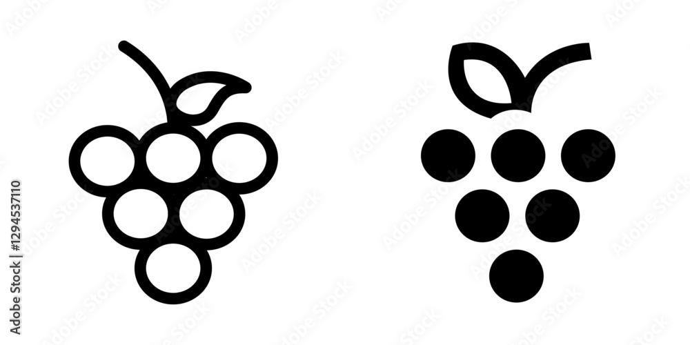 Fototapeta premium Juicy Grapes Icon Set – Vector Design Symbols