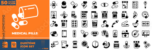 Medical Pills Duotone Editable Icons set