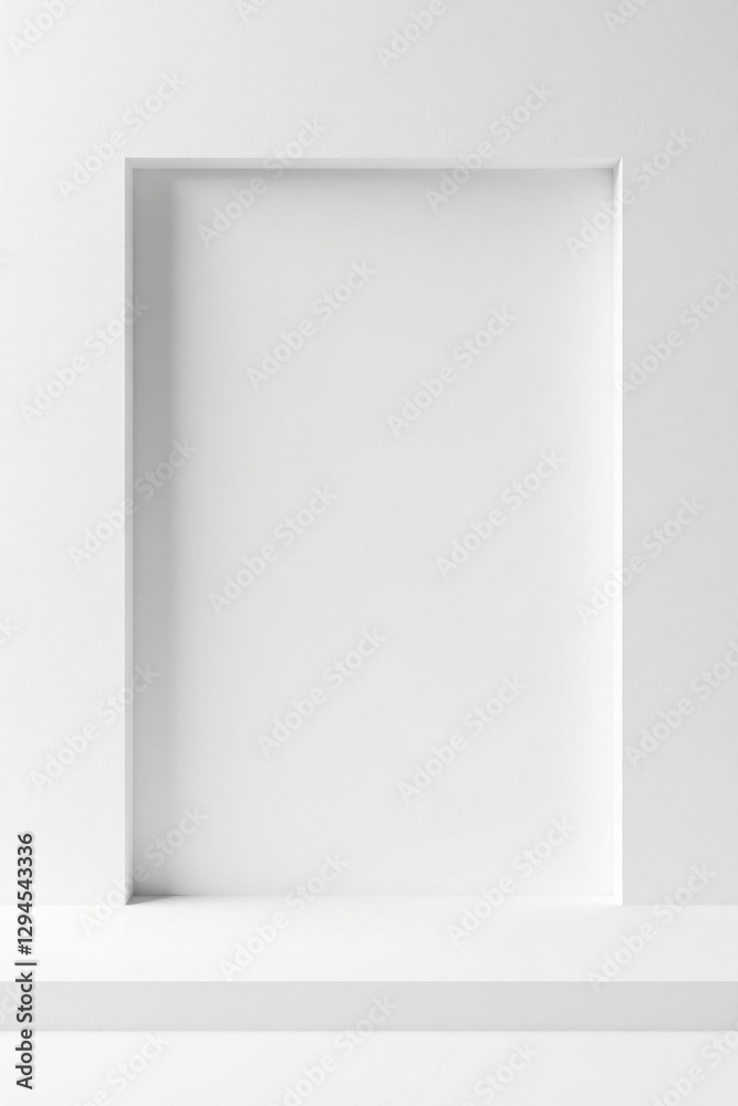 Clean Minimalist White Recessed Display Shelf with Subtle Textural Variations Ideal for Product Presentation and Mockups Clean Minimalist White Recessed Display Shelf with Subtle Textural Variations Ideal for Product Presentation and Mockups