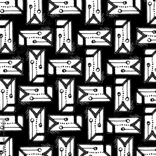 Geometric face hand drawn illustration motif pattern
