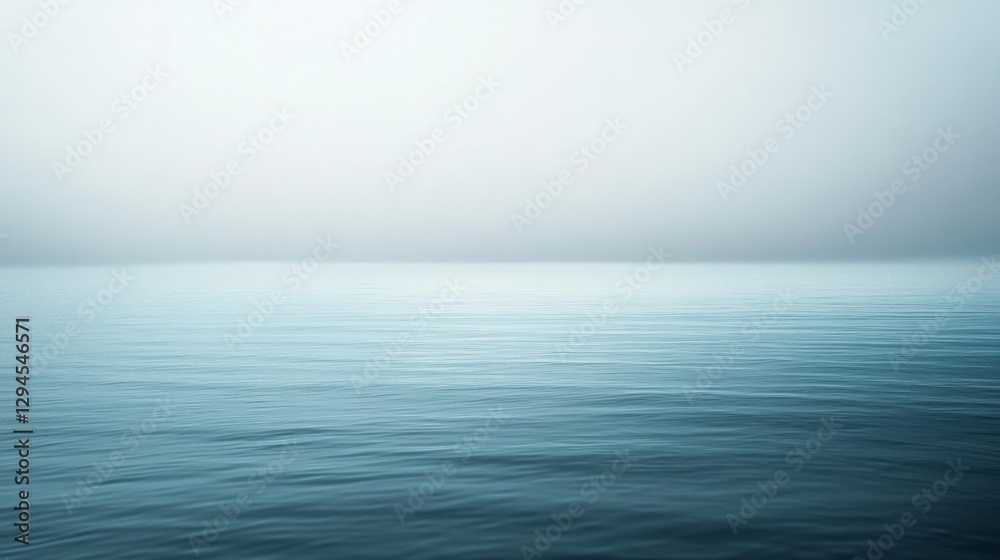 Fototapeta premium A calm sea merges with a serene sky at the horizon, capturing the essence of peaceful isolation and expansive tranquility.