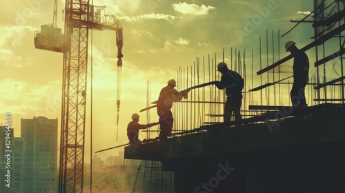 Construction workers at work