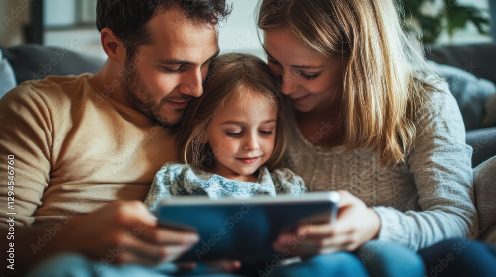 family playing together on a digital tablet family playing together on a digital tablet