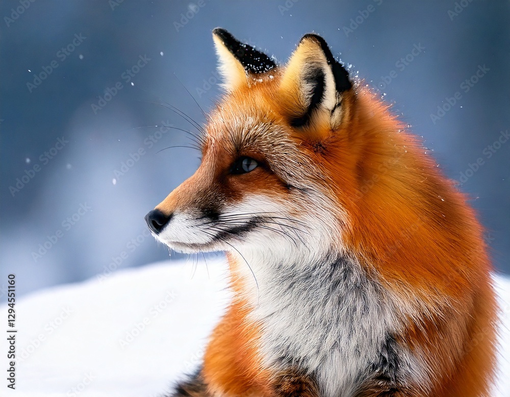 Fototapeta premium A Fox Facing Left Side in Winter