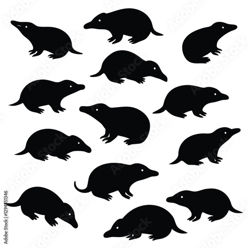 set of moles collection of silhouettes of black vector