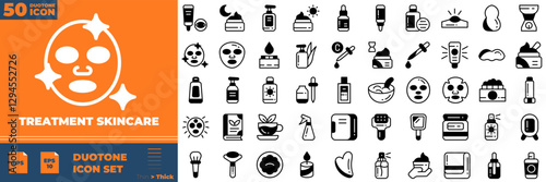 Treatment Skincare Duotone Editable Icons set