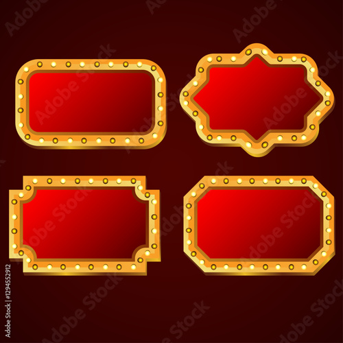 Set of vertical and horizontal shiny glowing retro light box vintage frame vector design 