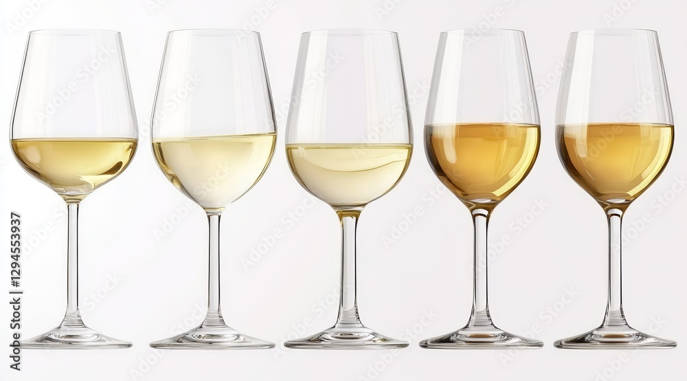 Five Wine Glasses White Wine Color Gradient, Glassware, Product Photography, Wine Tasting Wine, Photography Five Wine Glasses White Wine Color Gradient, Glassware, Product Photography, Wine Tasting Wine, Photography