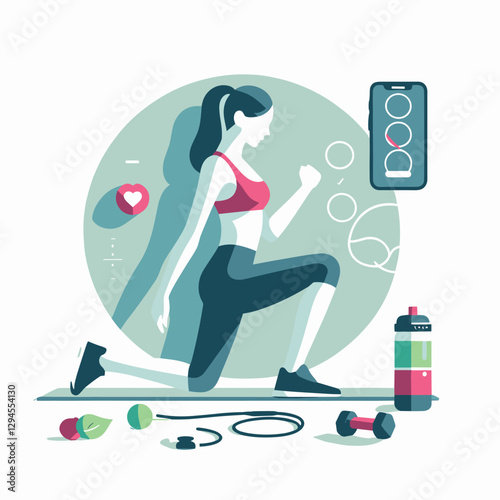 A clean and stylish design showcasing women performing bodyweight exercises for abs at home, emphasizing fitness and convenience. Perfect for guides and apps.