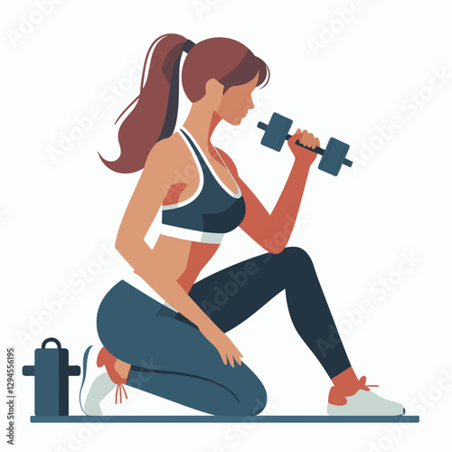 A strong and empowering illustration of fitness women lifting weights, emphasizing strength and determination. Perfect for promoting health, body positivity, and fitness programs.