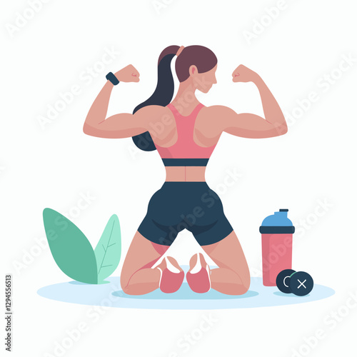 A minimalist design showcasing women in bodybuilding poses, highlighting strength and femininity. Ideal for fitness campaigns, gym advertisements, or sports brands.