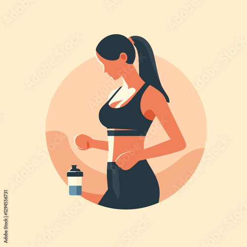 A minimalist flat design showing women exercising at home, combining yoga, bodyweight, and core exercises for a balanced and healthy lifestyle.