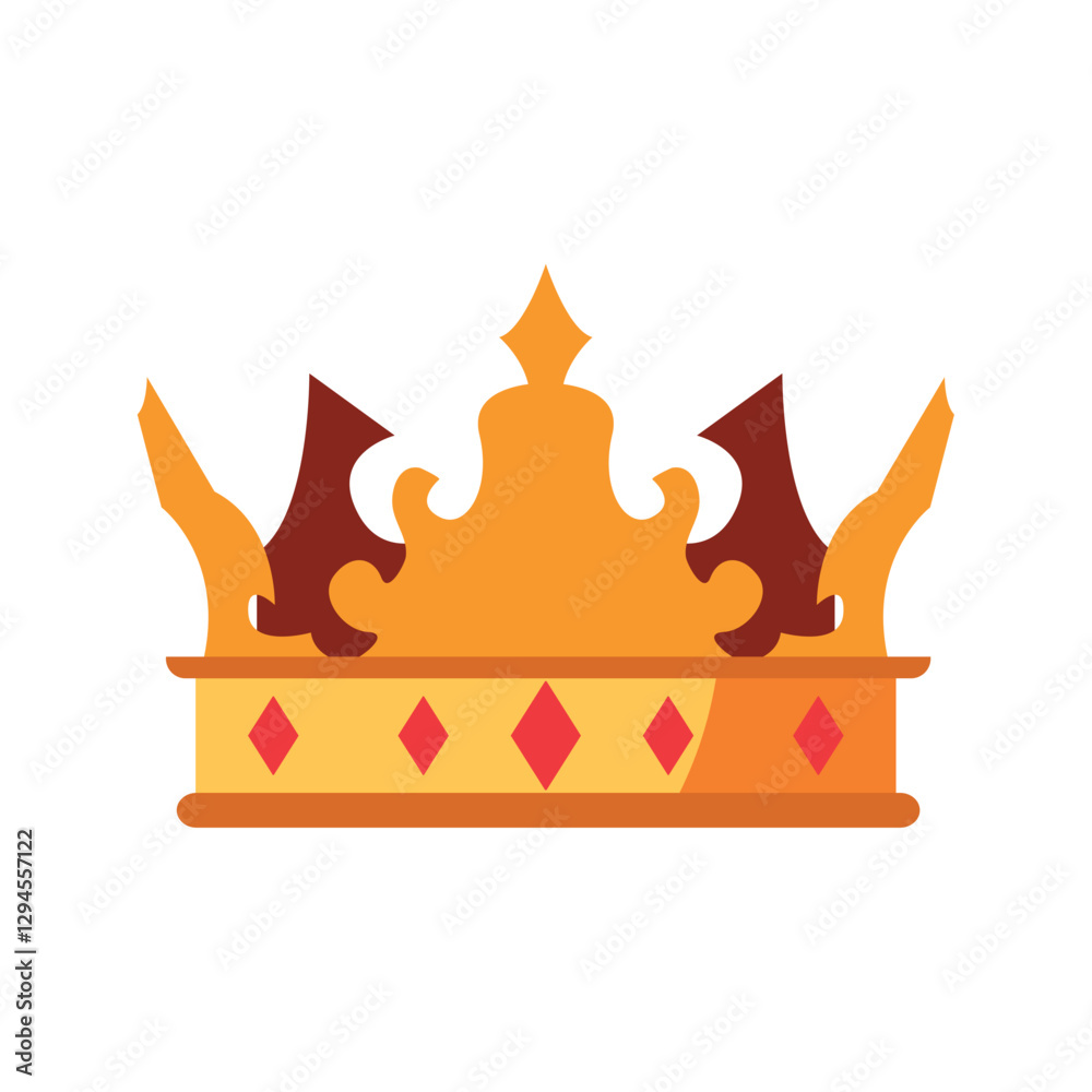 Vector image of a golden kings crown icon with white background Vector image of a golden kings crown icon with white background