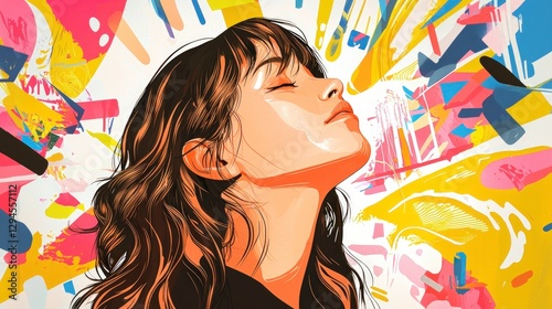 Woman Silhouette  Abstract Art  Colorful Background  Modern Fashion  AI Art