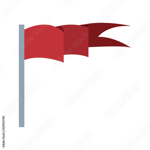Flat vector illustration of a red medieval flag or banner on a pole, symbolizing a battle standard or heraldic emblem