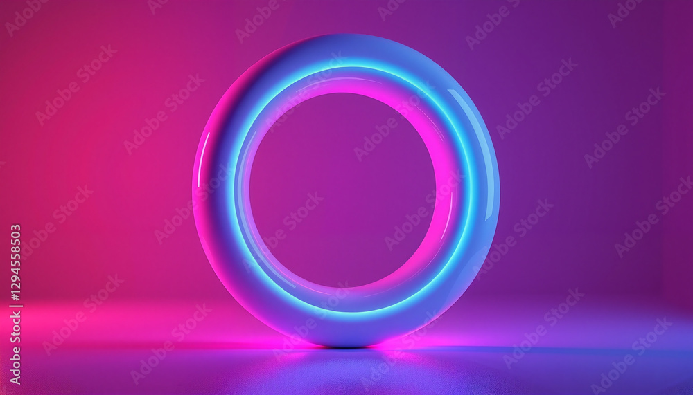 Ultra-detailed 3D render of a neon gradient torus transitioning from electric magenta to deep ultraviolet in a futuristic studio light setting, digital art concept. Website design concept Ultra-detailed 3D render of a neon gradient torus transitioning from electric magenta to deep ultraviolet in a futuristic studio light setting, digital art concept. Website design concept