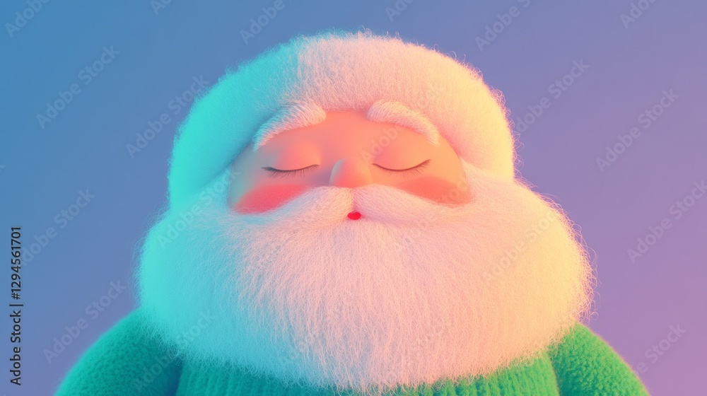 Cute and Friendly Cartoon Santa with Soft Features and Gentle Smile Cute and Friendly Cartoon Santa with Soft Features and Gentle Smile